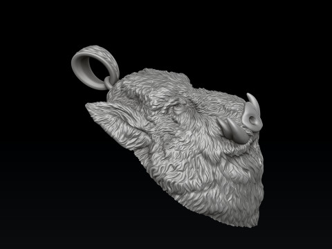 Wild Boar Pendant 3D print model 3D प्रिंट मॉडल