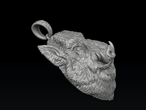 Wild Boar Pendant 3D print model 3D Print Model