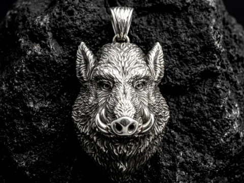 Wild Boar Pendant 3D print model 3D Print Model