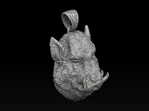 Wild Boar Pendant Ring Collection 3D 프린트 모델