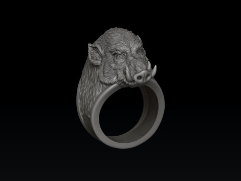 Wild Boar Pendant Ring Collection 3D 프린트 모델