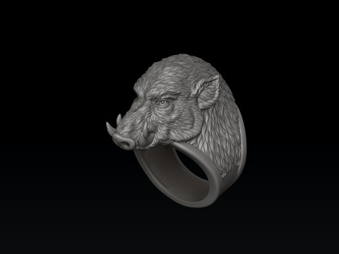 Wild Boar Pendant Ring Collection 3D 프린트 모델