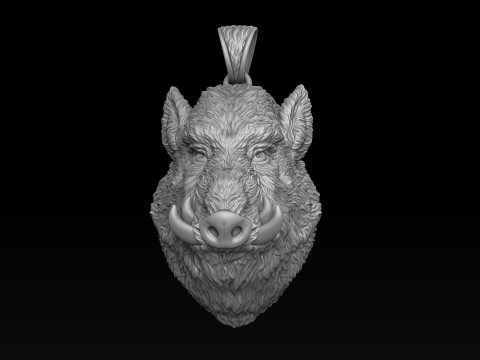 Wild Boar Pendant Ring Collection 3D 프린트 모델