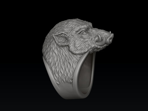 Wild Boar Pendant Ring Collection 3D 프린트 모델