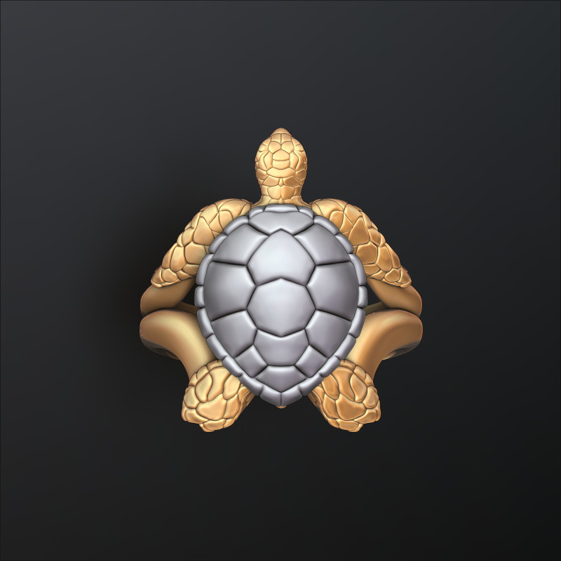 Turtle Ring 3D print model 3D Baskı Modeli .c4d .max .obj .3ds .fbx .stl .blend