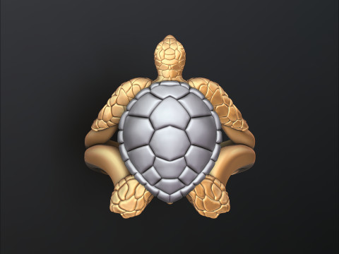 Turtle Ring 3D print model 3D Baskı Modeli