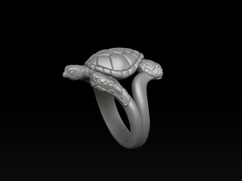 Turtle Ring 3D print model 3D Baskı Modeli