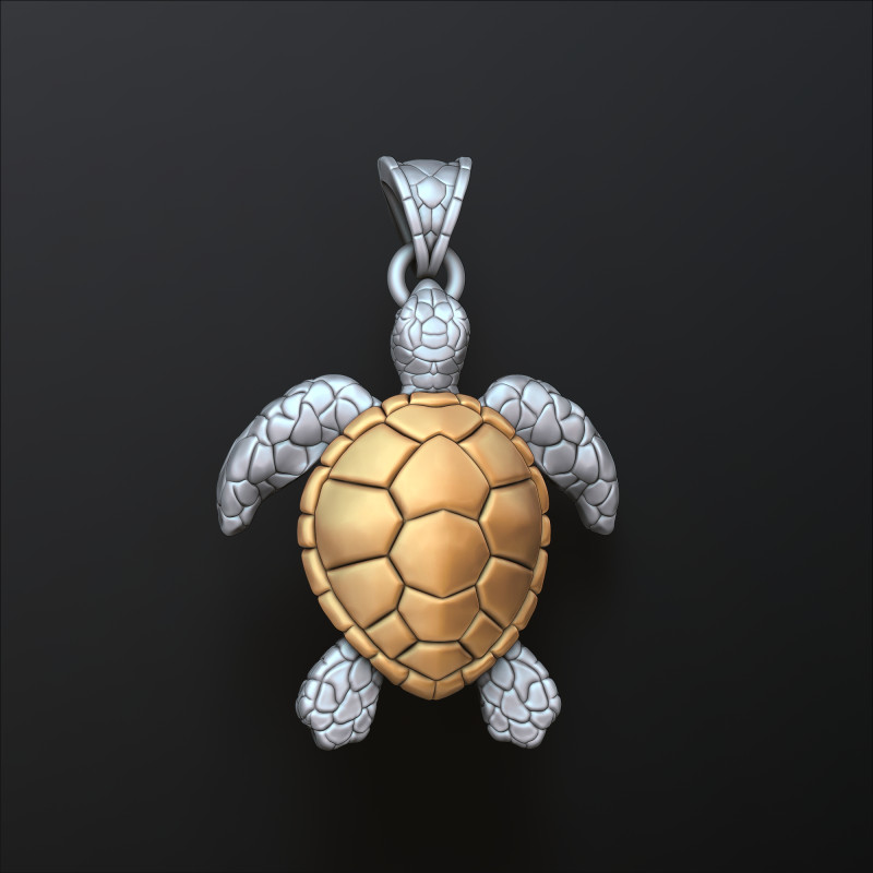 Turtle Pendant 3D print model 3D Baskı Modeli .c4d .max .obj .3ds .fbx .stl .blend