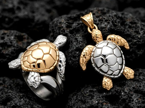 Turtle Ring Pendant Collection 3D Print Model