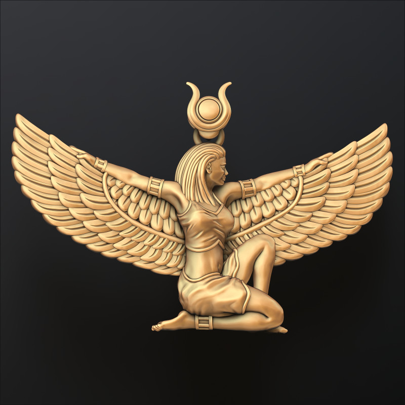 Isis Egyptian Goddess Pendant v3 3D print model 3D 打印模型 .c4d .max .obj .3ds .fbx .stl .blend 
