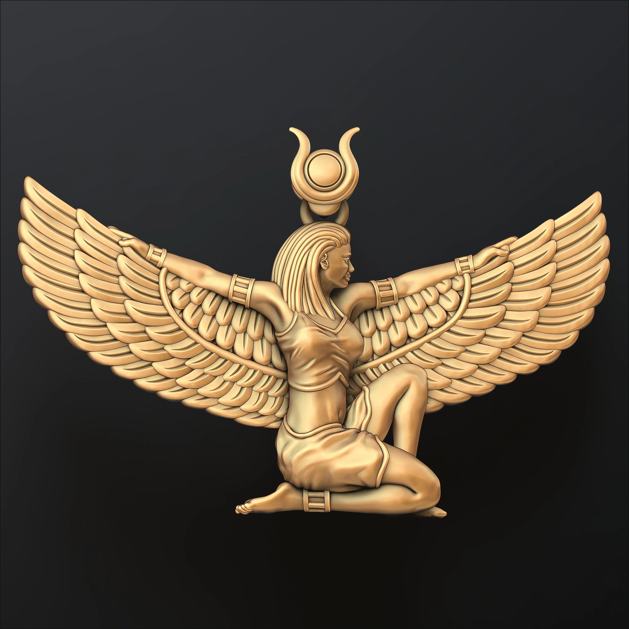 Isis Egyptian Goddess Pendant v3 3D print model 3D Print Model .c4d .max .obj .3ds .fbx .stl .blend