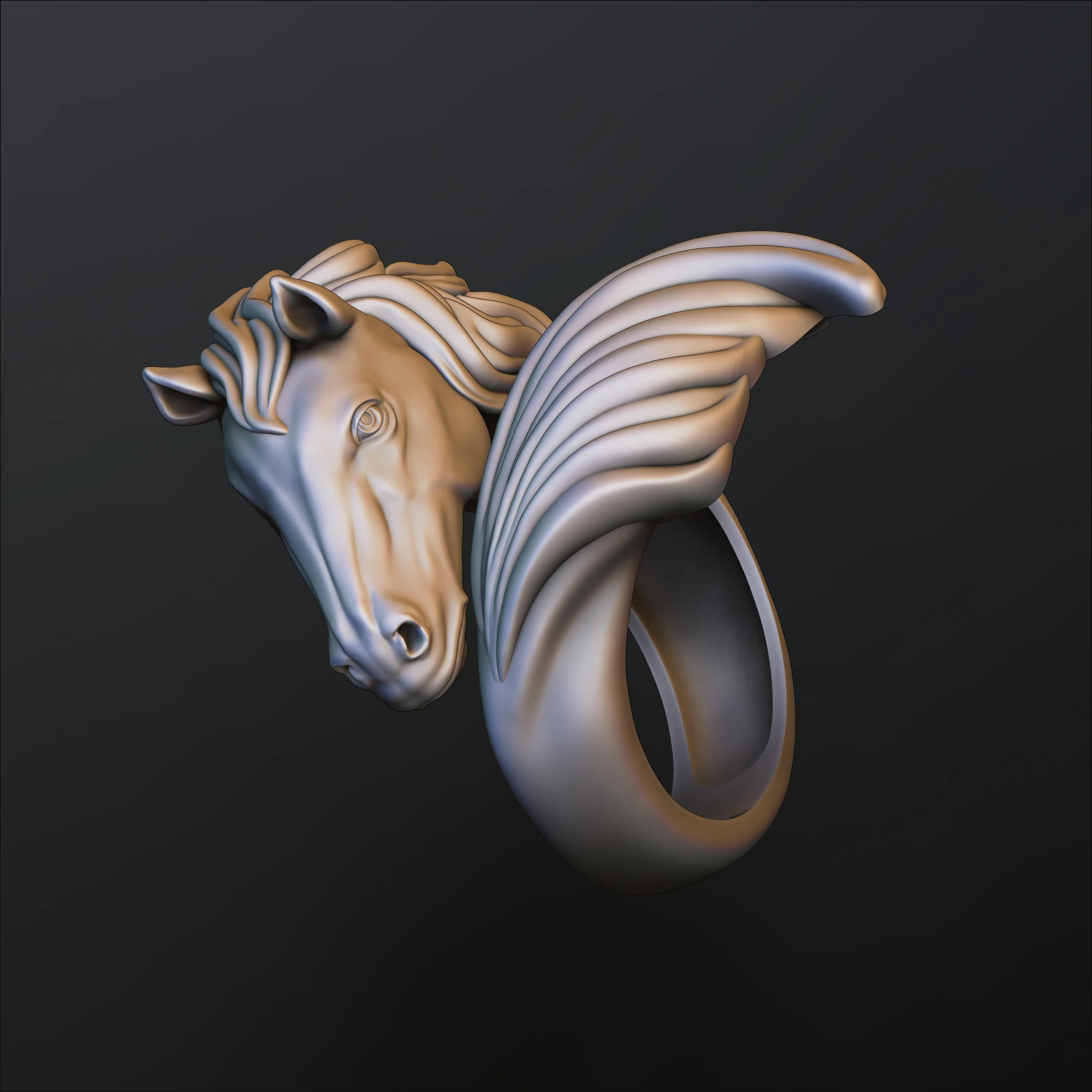 Horse Head Ring v2 3D print model 3D Print Model .c4d .max .obj .3ds .fbx .stl .blend