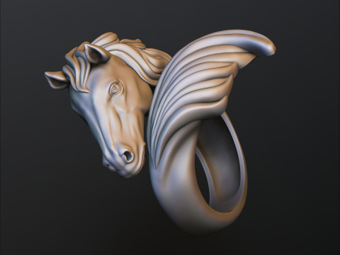Horse Head Ring v2 3D print model Modelo de Impressão 3D