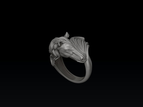 Horse Head Ring v2 3D print model 3D 打印模型