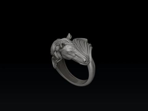 Horse Head Ring v2 3D print model 3D Print Model