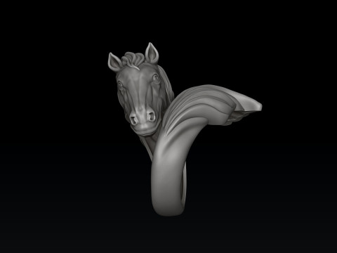 Horse Head Ring v2 3D print model 3D 打印模型