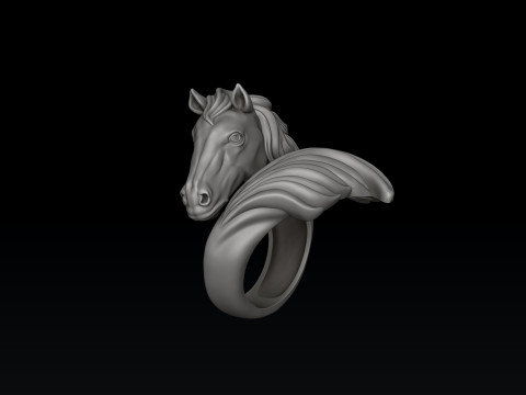 Horse Head Ring v2 3D print model 3D 打印模型