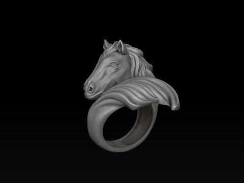 Horse Head Ring v2 3D print model 3D 打印模型