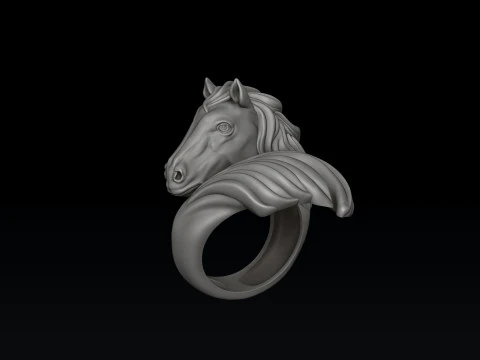 Horse Head Ring v2 3D print model 3D Print Model