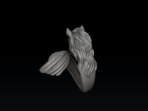 Horse Head Ring v2 3D print model 3D 打印模型