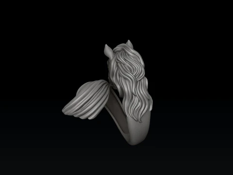 Horse Head Ring v2 3D print model 3D Print Model