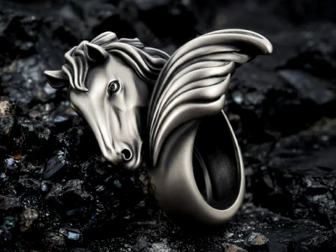 Horse Head Ring v2 3D print model 3D Print Model