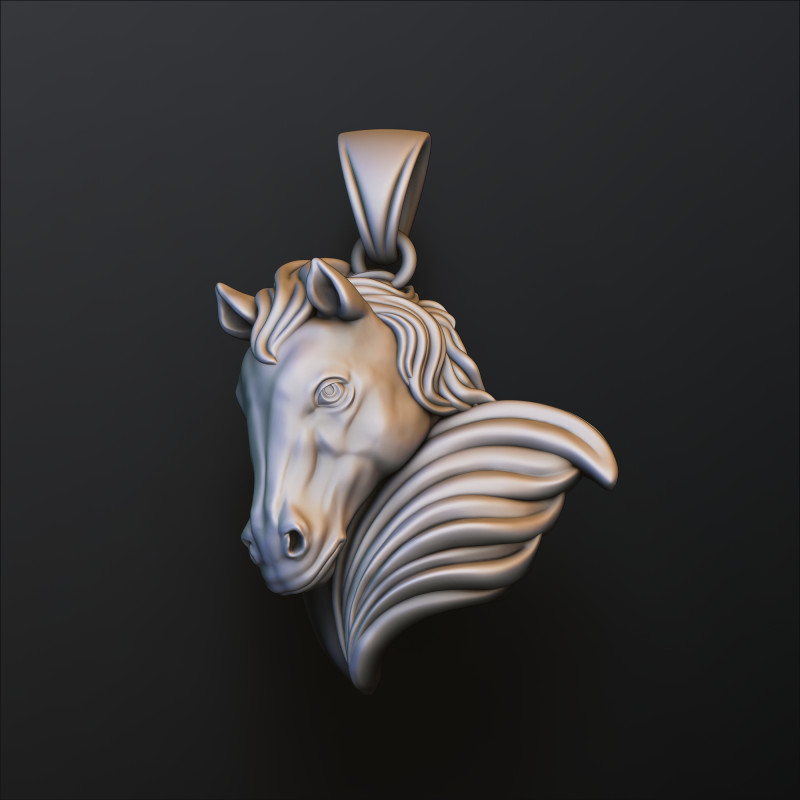 Horse Head Pendant v2 3D print model Model Cetak 3D .c4d .max .obj .3ds .fbx .stl .blend