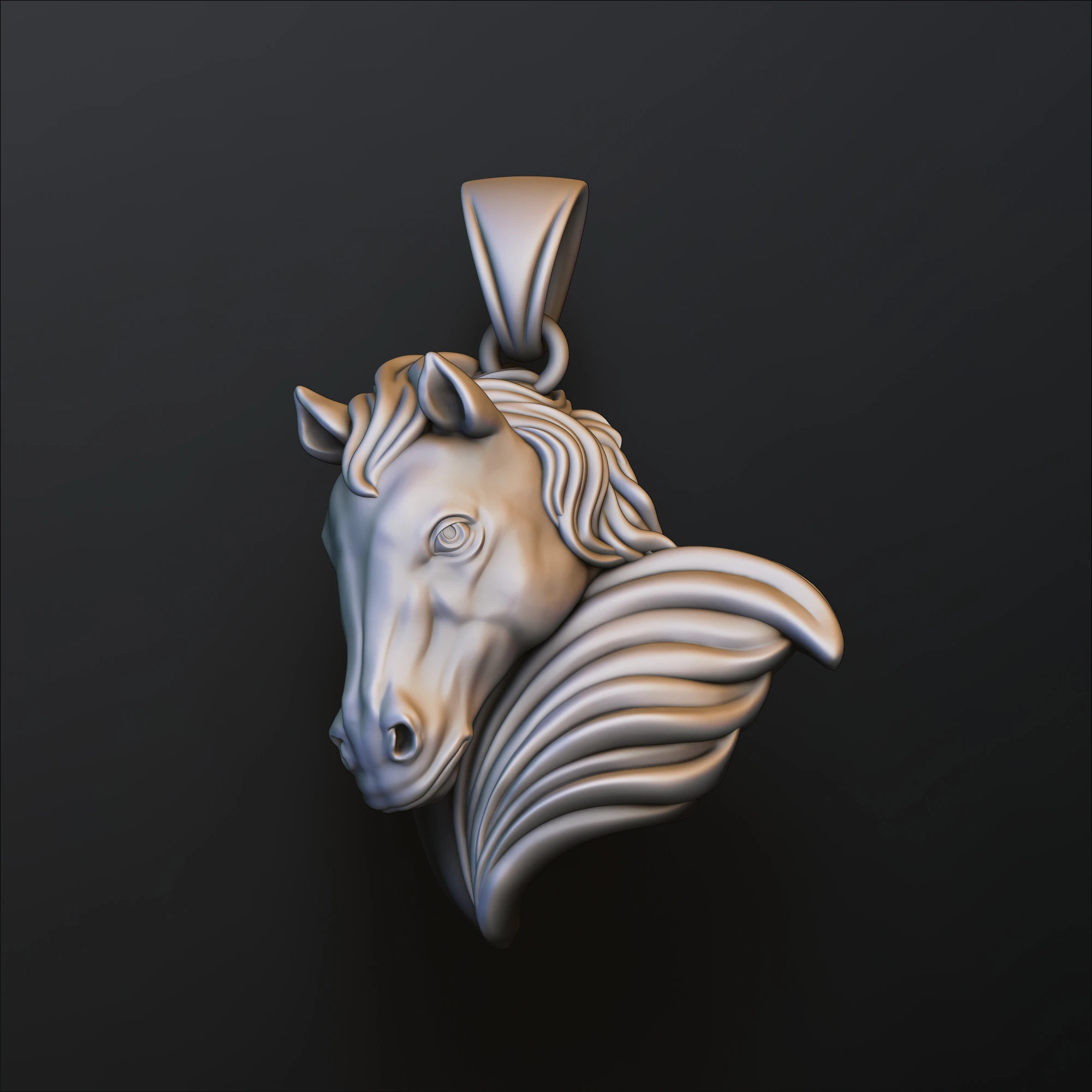 Horse Head Pendant v2 3D print model 3D Print Model .c4d .max .obj .3ds .fbx .stl .blend 