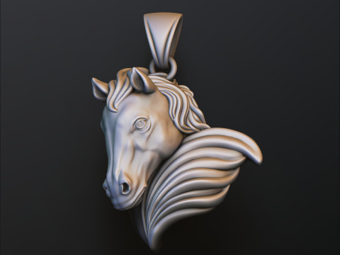 Horse Head Pendant v2 3D print model Model Cetak 3D