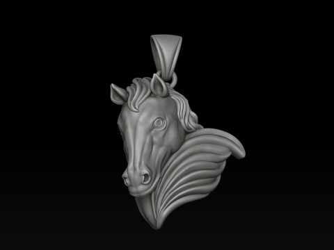 Horse Head Pendant v2 3D print model Model Cetak 3D