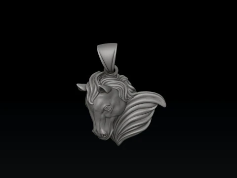 Horse Head Pendant v2 3D print model 3D Print Model