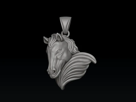 Horse Head Pendant v2 3D print model 3D Print Model