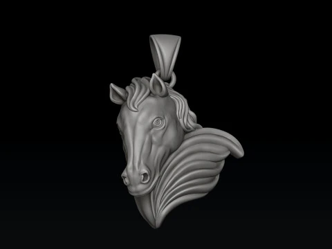 Horse Head Ring Pendant v2 Collection 3D Print Model