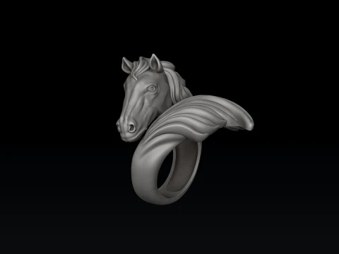 Horse Head Ring Pendant v2 Collection 3D Print Model