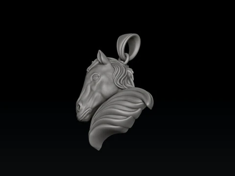 Horse Head Ring Pendant v2 Collection 3D Print Model