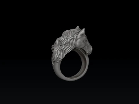 Horse Head Ring Pendant v2 Collection 3D Print Model