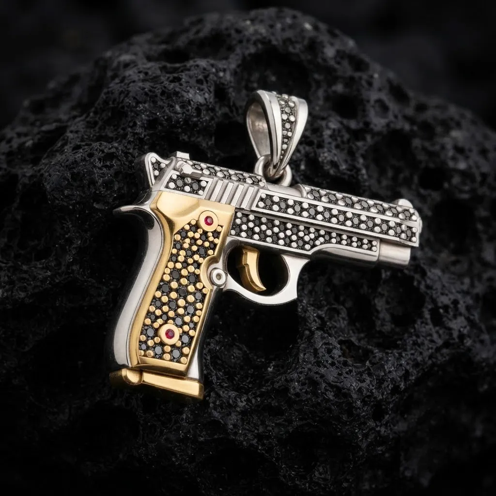 Stylized Gan v1 With Diamonds Pendant 3D print model 3D Print Model .c4d .max .obj .3ds .fbx .stl .blend 
