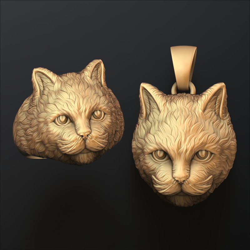 Cat Pendant Ring Collection 3D Druckmodell .c4d .max .obj .3ds .fbx .stl .blend 