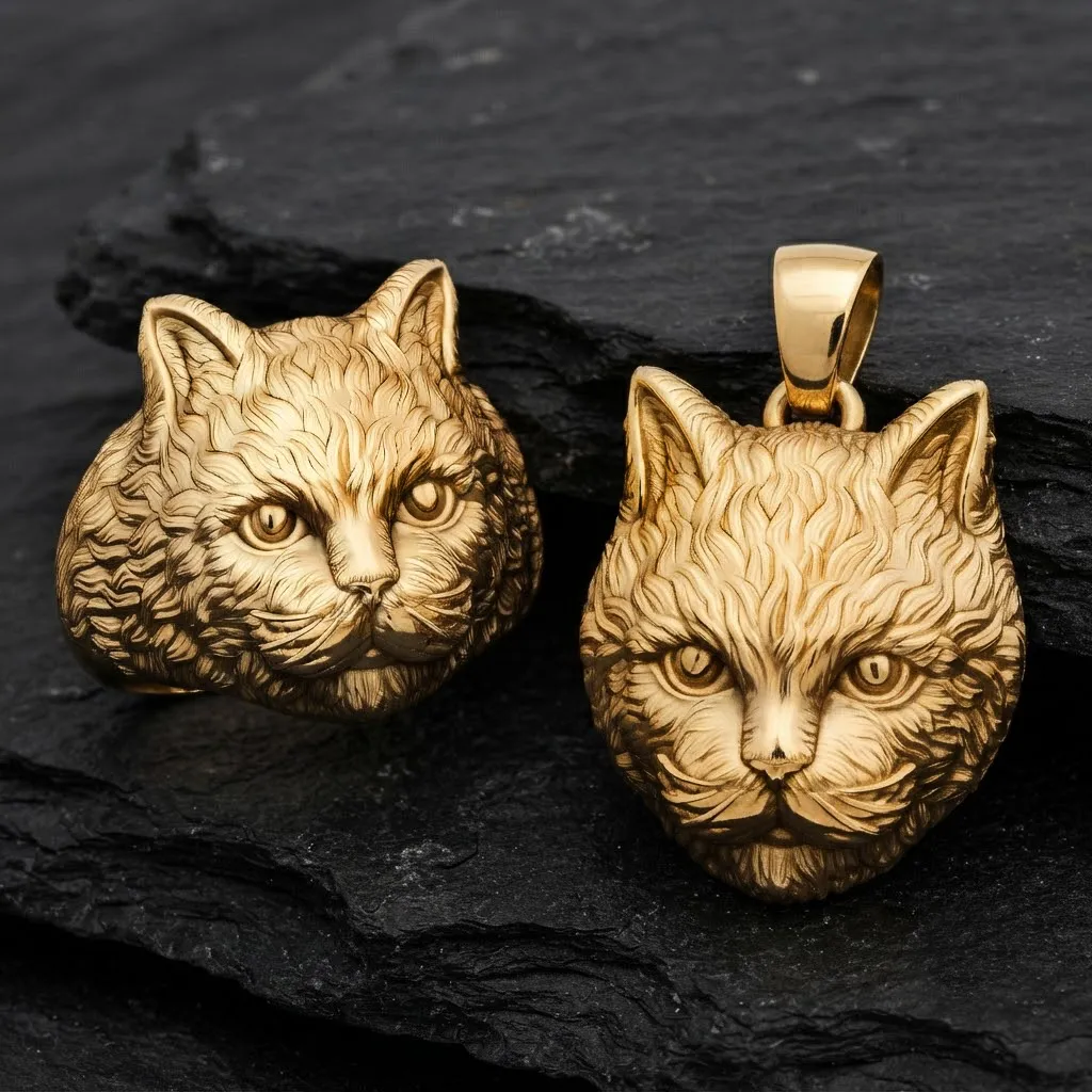 Cat Pendant Ring Collection 3D Print Model .c4d .max .obj .3ds .fbx .stl .blend 