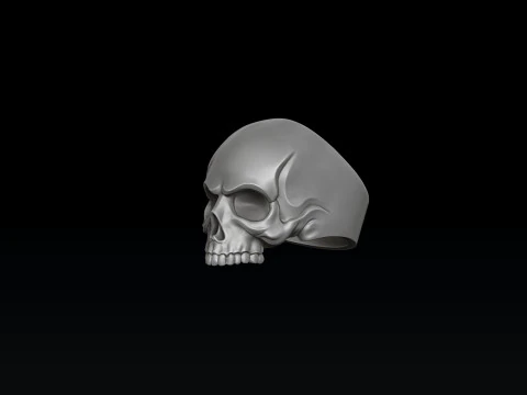 Collezione di anelli con ciondolo a catena con teschio Modello di stampa 3D