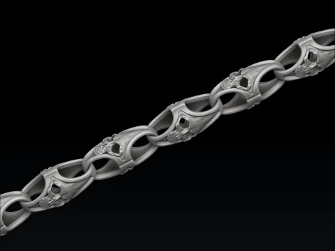 Collezione di anelli con ciondolo a catena con teschio Modello di stampa 3D