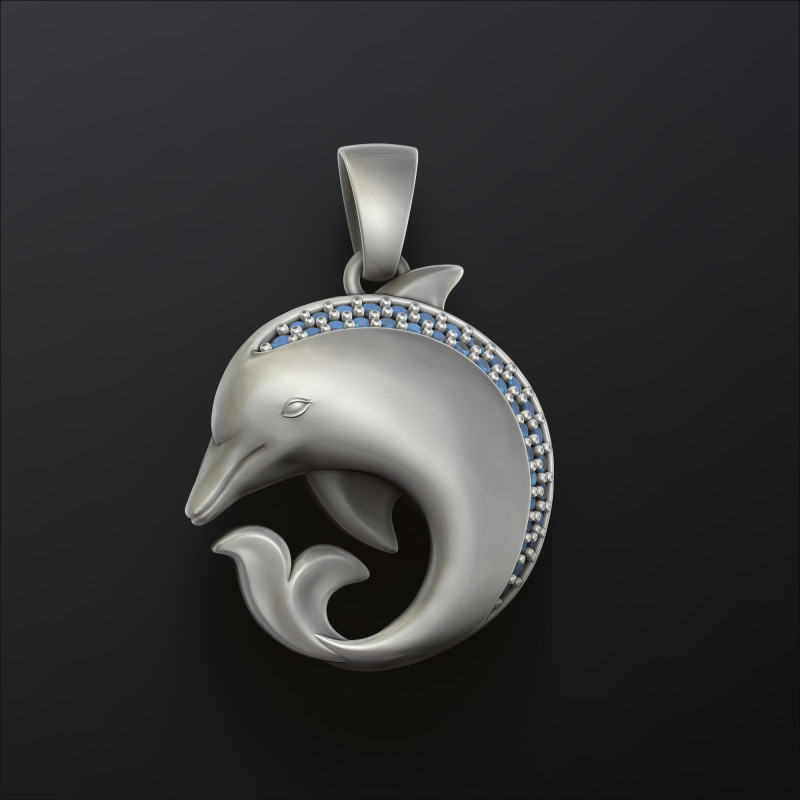 Dolphin Pendant With Gems 3D print model 3D प्रिंट मॉडल .c4d .max .obj .3ds .fbx .stl .blend 