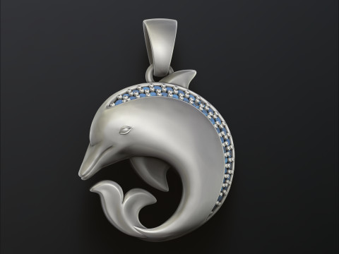 Dolphin Pendant With Gems 3D print model 3D Print Model