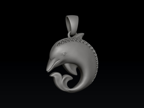 Dolphin Pendant With Gems 3D print model 3D प्रिंट मॉडल