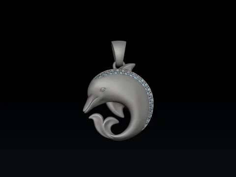 Dolphin Pendant With Gems 3D print model 3D Print Model