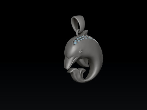 Dolphin Pendant With Gems 3D print model 3D प्रिंट मॉडल