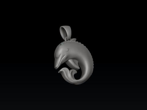Dolphin Pendant With Gems 3D print model 3D प्रिंट मॉडल