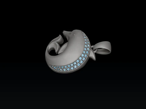 Dolphin Pendant With Gems 3D print model 3D Print Model