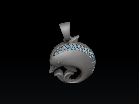 Dolphin Pendant With Gems 3D print model 3D प्रिंट मॉडल