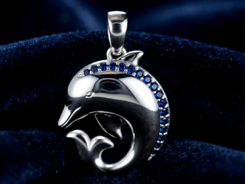 Dolphin Pendant With Gems 3D print model 3D Print Model